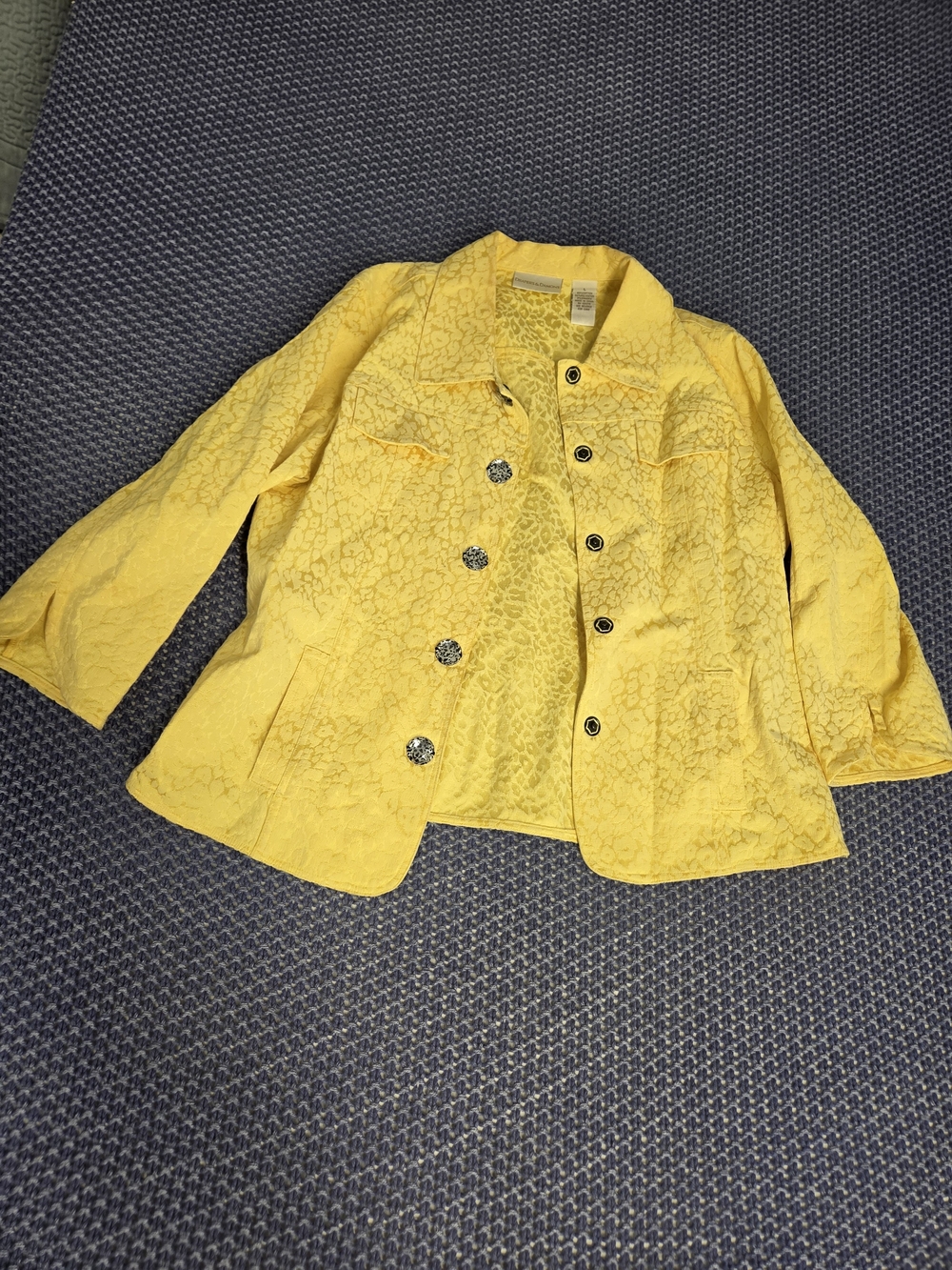Y2K Vintage Women's Yellow Textured Button Blazer Jacket #0247